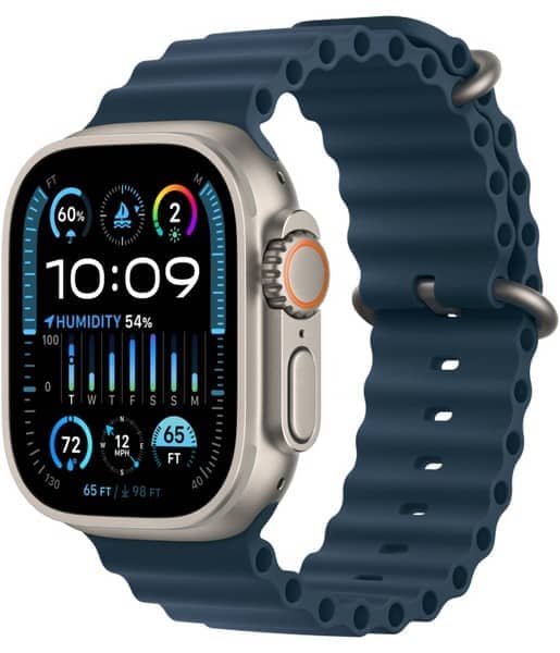 Умные смарт-часы Apple Watch Ultra 2 (2024) 49мм, GPS+Cellular, Natural Titanium Case, Blue Ocean Band