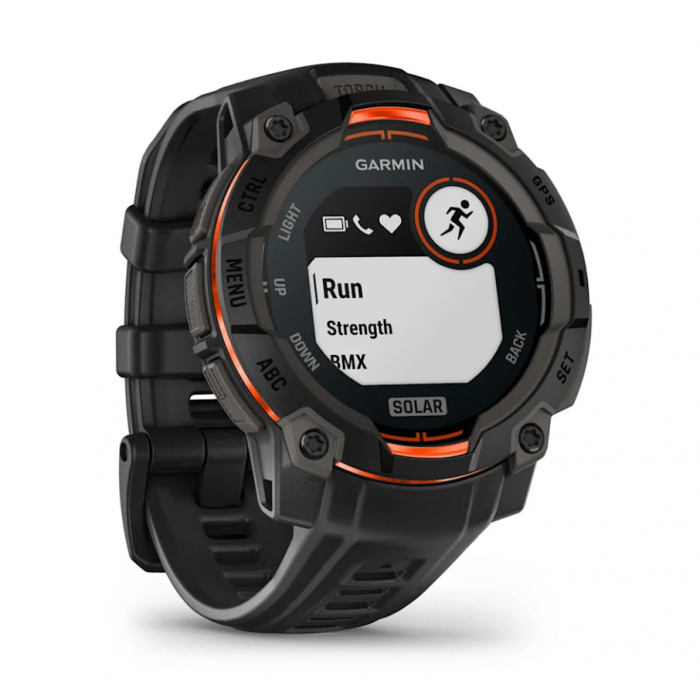 Умные смарт-часы Garmin Instinct 3 Solar, 45 mm, GPS, Black with Charcoal Band