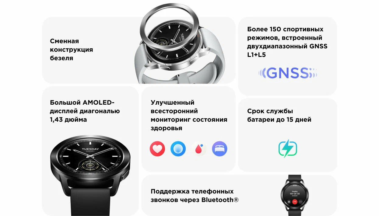 Умные смарт-часы Xiaomi Watch S4, 47mm, NFC, Silver