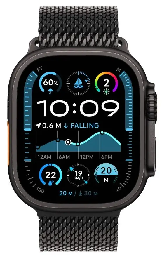 Умные смарт-часы Apple Watch Ultra 2 (2024) 49мм, GPS+Cellular, Black Titanium Case, Black Titanium Milanese Loop