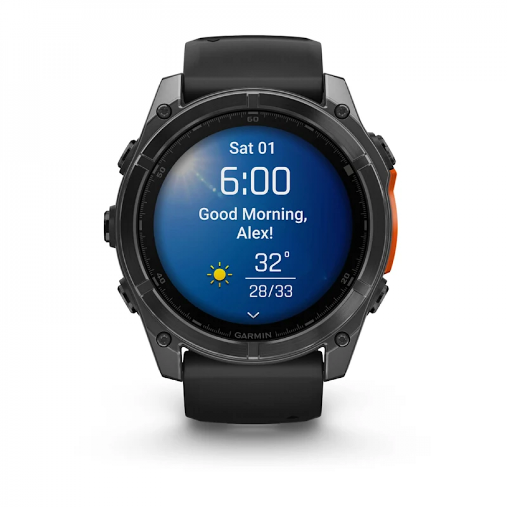 Умные смарт-часы Garmin Fenix 8, 47 mm, NFC, GPS, Black/Pebble Gray Silicone Band