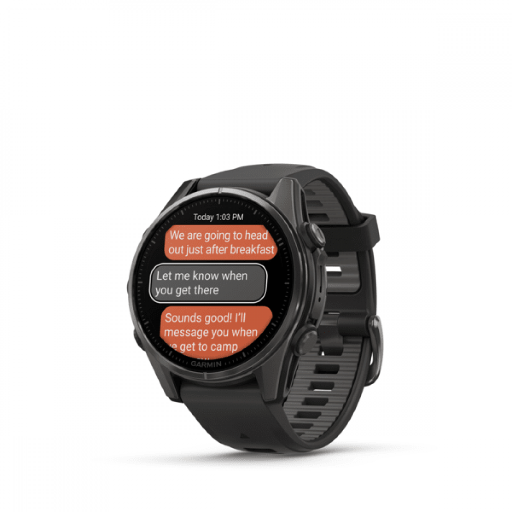 Умные смарт-часы Garmin Fenix 8, 43 mm, NFC, GPS, Sapphire Carbon Gray DLC Titanium Black/Pebble Gray Silicone