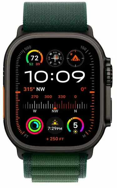 Умные смарт-часы Apple Watch Ultra 2 (2024) 49мм, GPS+Cellular, Natural Titanium Case, Dark Green Alpine Loop