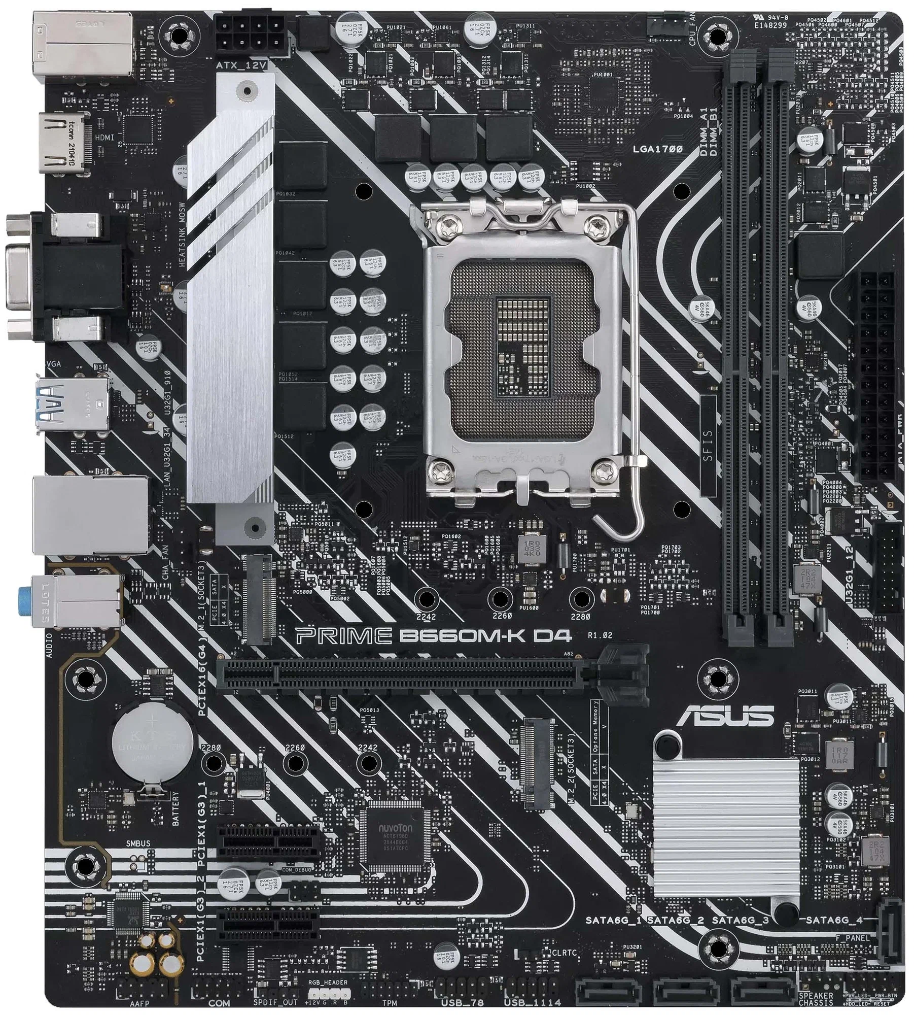 Материнская плата Asus Prime B660M-K D4, LGA1700, mATX