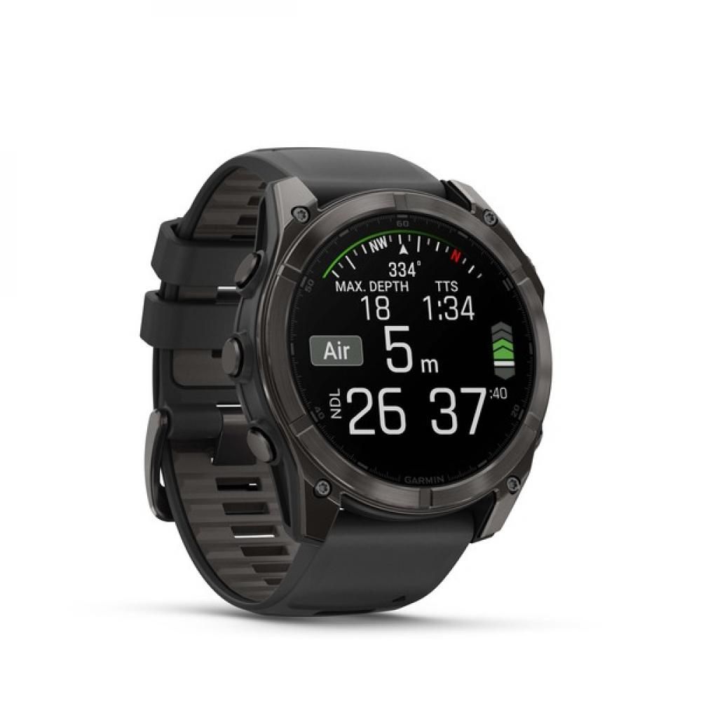 Умные смарт-часы Garmin Fenix 8, 51 mm, NFC, GPS, Sapphire Carbon Gray DLC Titanium Black/Pebble Gray Silicone