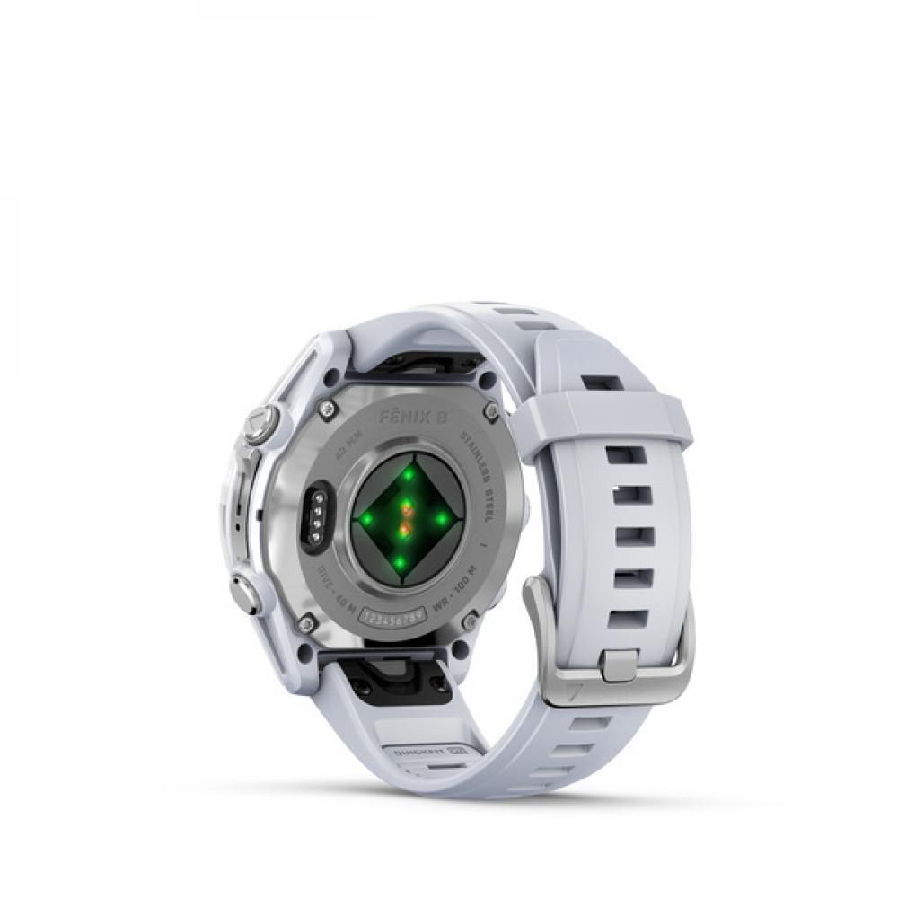Умные смарт-часы Garmin Fenix 8, 43 mm, NFC, GPS, Silver Whitestone Silicone Band