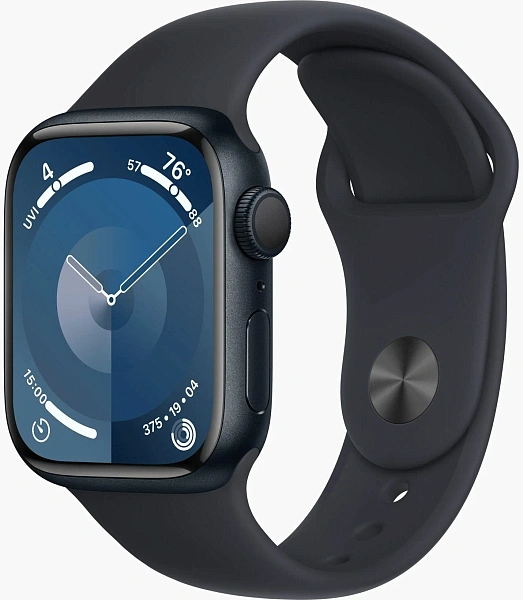 Умные смарт-часы Apple Watch Series 9, 41мм, GPS, Midnight Aluminium Case, Midnight Sport Band