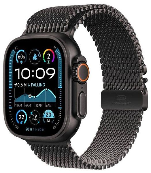 Умные смарт-часы Apple Watch Ultra 2 (2024) 49мм, GPS+Cellular, Black Titanium Case, Black Titanium Milanese Loop