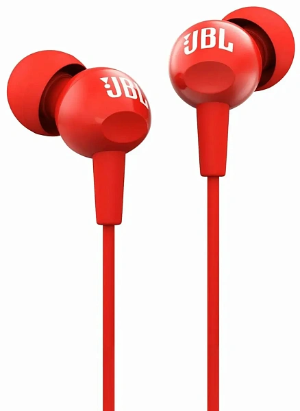 Наушники JBL C100SI, mini jack 3.5 mm, Red