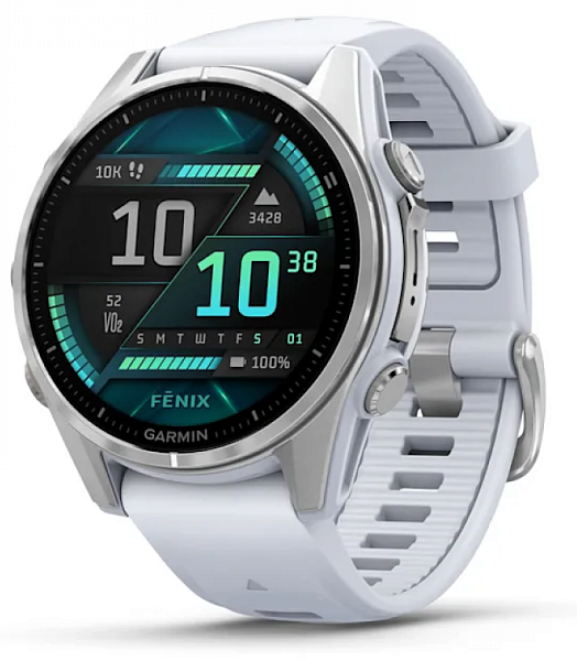 Умные смарт-часы Garmin Fenix 8, 43 mm, NFC, GPS, Silver Whitestone Silicone Band