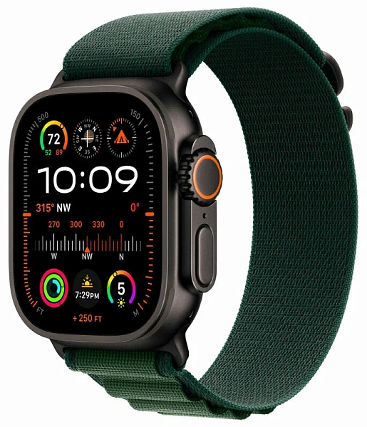 Умные смарт-часы Apple Watch Ultra 2 (2024) 49мм, GPS+Cellular, Natural Titanium Case, Dark Green Alpine Loop