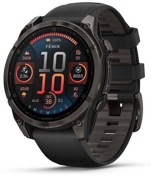 Умные смарт-часы Garmin Fenix 8, 47 mm, NFC, GPS, Slate Gray/Black Silicone Band