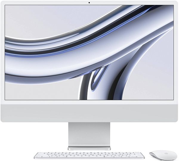 Моноблок Apple iMac 24" М3 (2023), 8 GB RAM/256 GB SSD, 8 CPU/10 GPU, Gigabit Ethernet, Silver, английская клавиатура