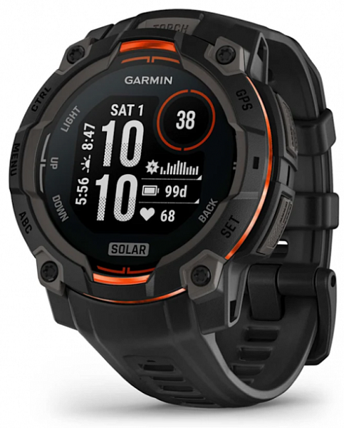 Умные смарт-часы Garmin Instinct 3 Solar, 45 mm, GPS, Black with Charcoal Band