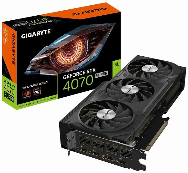 Видеокарта Gigabyte GeForce RTX 4070 SUPER Windforce OC 12GB