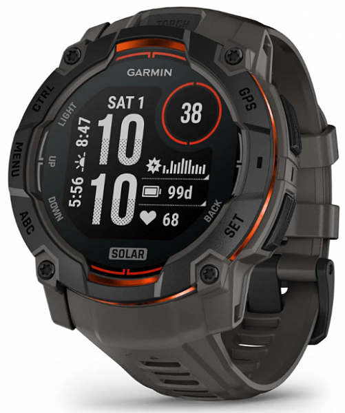 Умные смарт-часы Garmin Instinct 3 Solar, 50 mm, GPS, Black with Charcoal Band