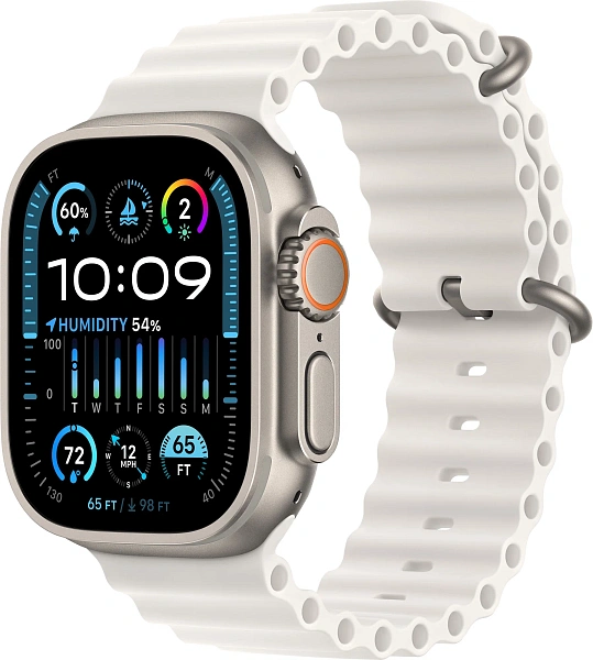 Умные смарт-часы Apple Watch Ultra 2, 49мм, GPS+Cellular, Titanium Case, White Ocean Band