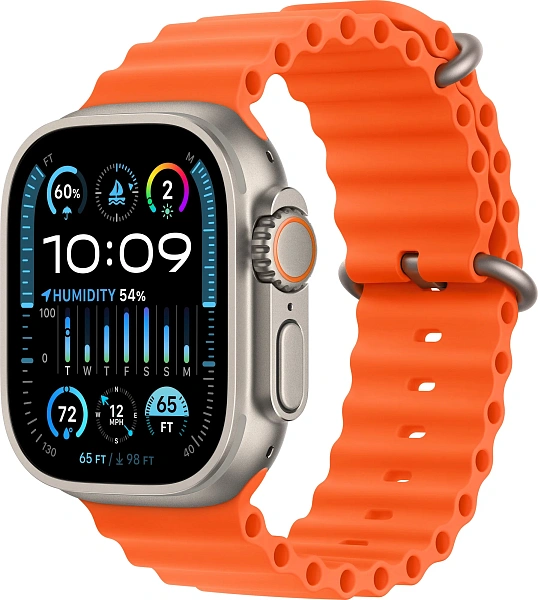 Умные смарт-часы Apple Watch Ultra 2, 49мм, GPS+Cellular, Titanium Case, Orange Ocean Band